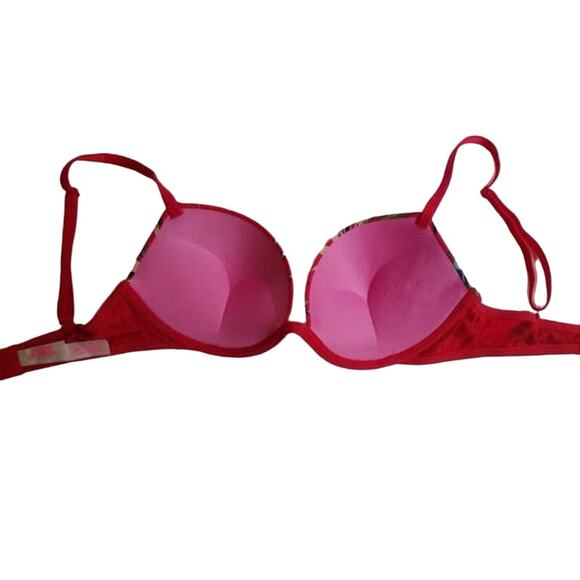 PINK by Victoria's Secrets Red Tropical Palms Wear Everywhere Push-Up Bra 34C - Picture 9 of 10